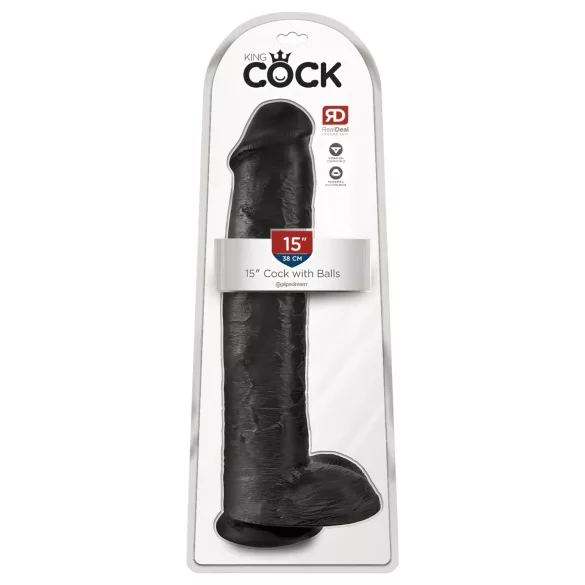 King Cock 15 - dildo con ventosa e testicoli (38 cm, nero)