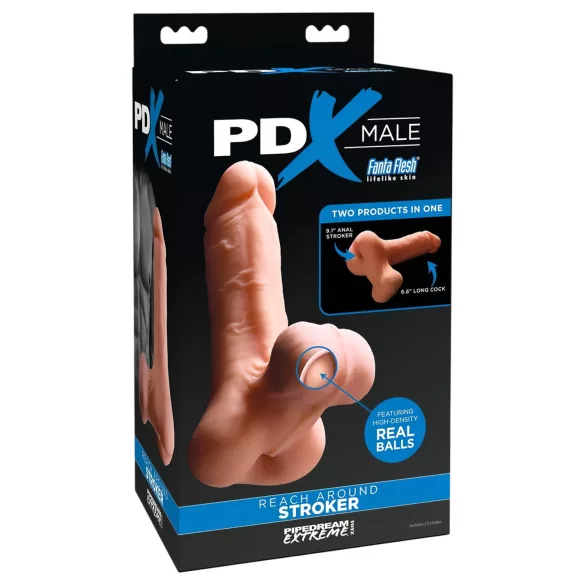 PDX Reach Around - finta vagina 2 in 1 e guaina per pene (color carne)