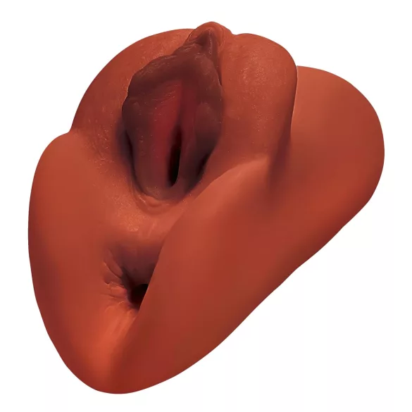 PDX - masturbatore realistico doppio uso 2in1 - effetto pelle marrone