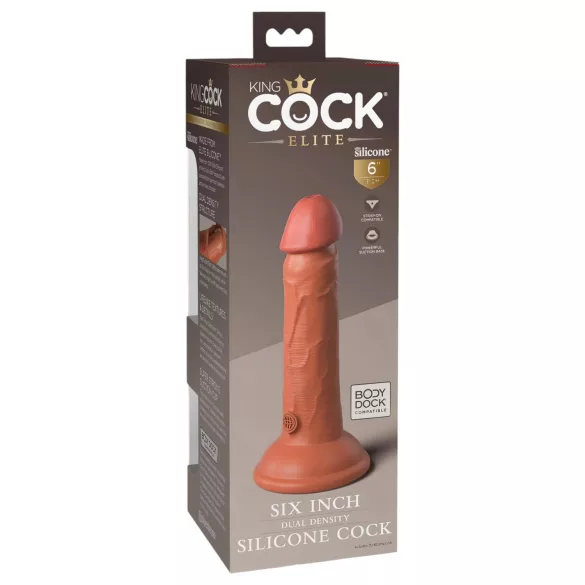 King Cock Elite 6 - dildo realistico con ventosa - 15 cm - colore scuro