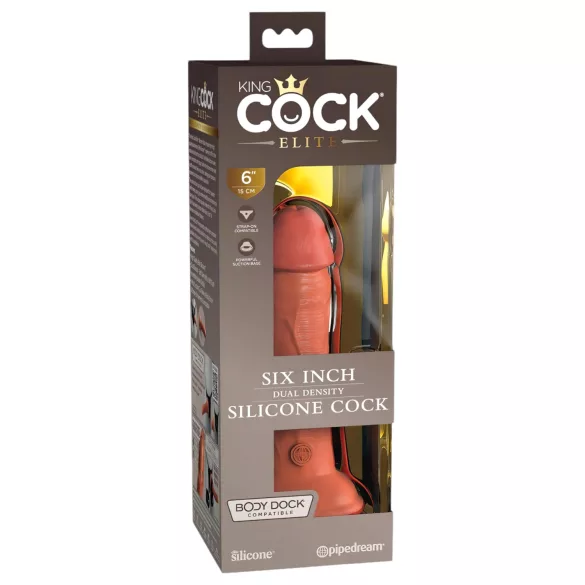 King Cock Elite 6 - dildo realistico con ventosa - 15 cm - colore scuro