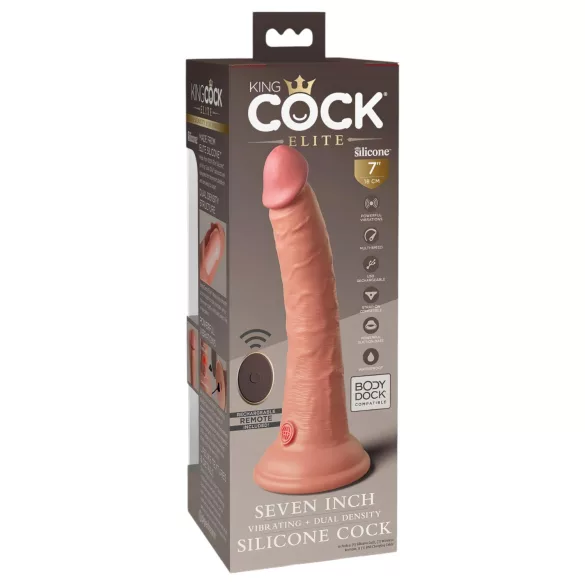 King Cock Elite 7 - vibratore con telecomando ventosa 18cm - color carne