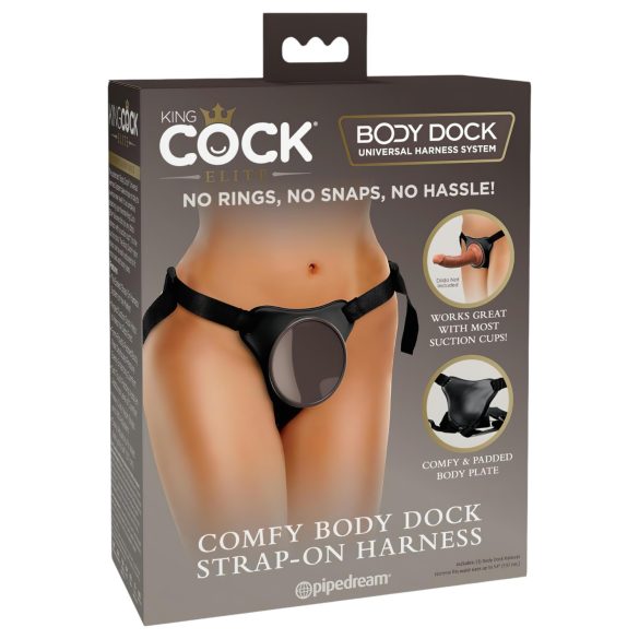 King Cock Elite - Strap-on con dildo - Comodo Body Dock - marrone