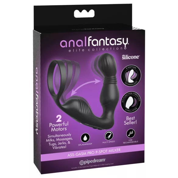 Anal Fantasy Elite - vibratore prostatico con anello per pene (nero)
