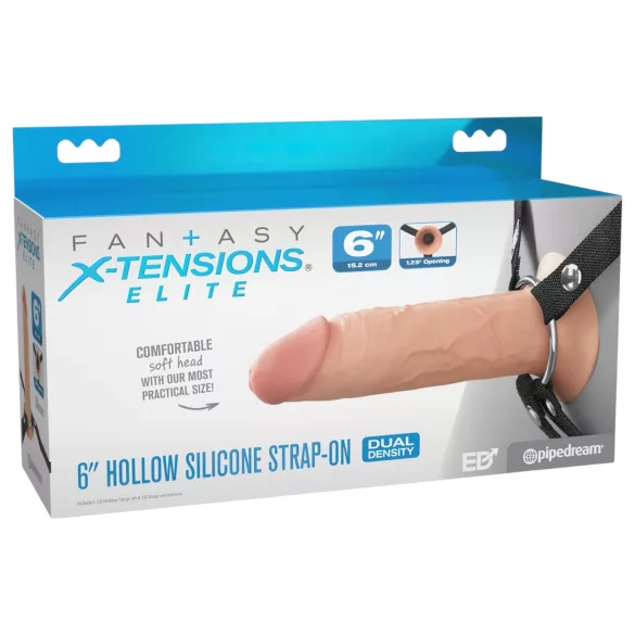 X-TENSION Elite - dildo cavo con imbracatura (color carne)