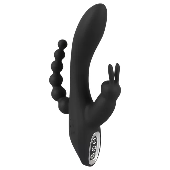 SMILE Triple - vibratore triplo ricaricabile impermeabile nero