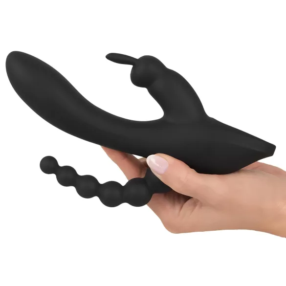 SMILE Triple - vibratore triplo ricaricabile impermeabile nero