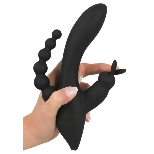 SMILE Triple - vibratore triplo ricaricabile impermeabile nero
