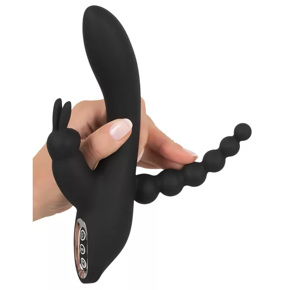 SMILE Triple - vibratore triplo ricaricabile impermeabile nero