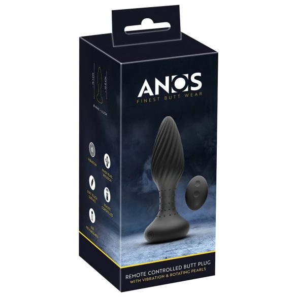 ANOS - vibratore anale rotante con perle - nero