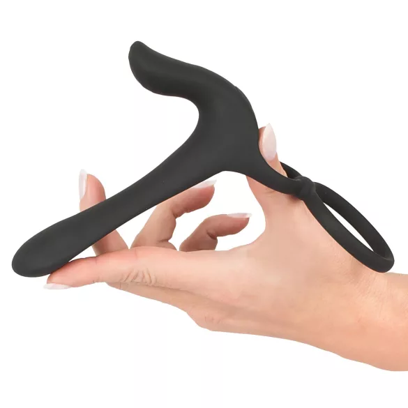 Black Velvets - vibratore coppia ricaricabile e anello fallico 2in1 - nero