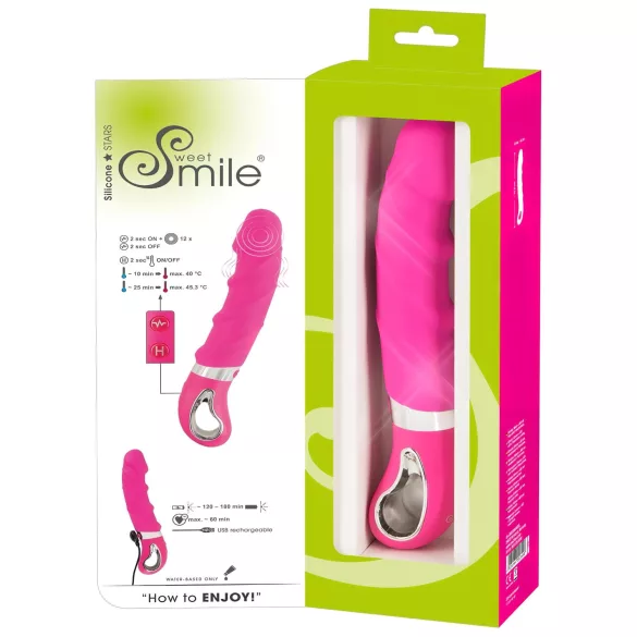 SMILE Soft - vibratore ricaricabile riscaldante - silicone rosa
