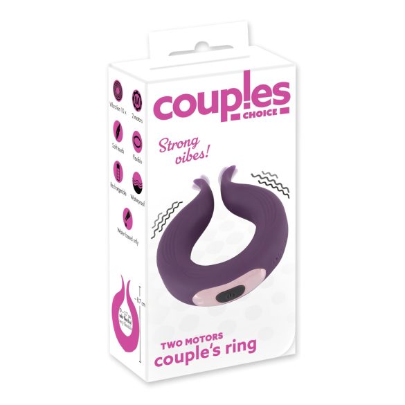 Couples Choice - anello fallico vibrante doppio motore ricaricabile - viola