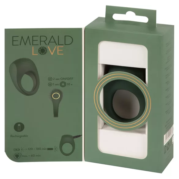 Emerald Love - anello fallico vibrante ricaricabile impermeabile - verde