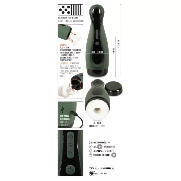 Rebel - masturbatore maschile ricaricabile - funzione succhiante e vibrante