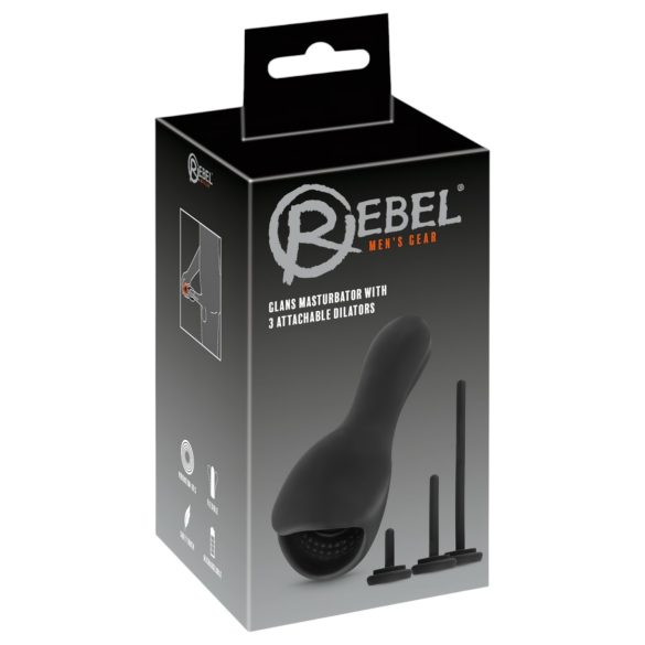 Rebel - vibratore per glande con dilatatore - nero