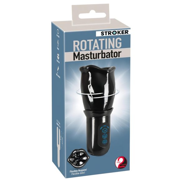 STROKER - masturbatore bocca rotante ricaricabile - nero