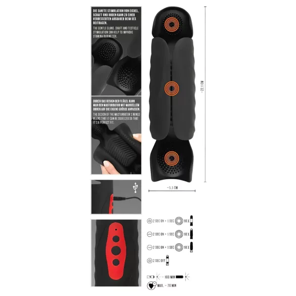Rebel - vibratore prostatica a 3 motori (nero)
