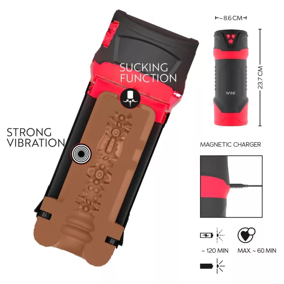WYNE 04 - masturbatore a batteria, vibrante e succhiante (marrone)