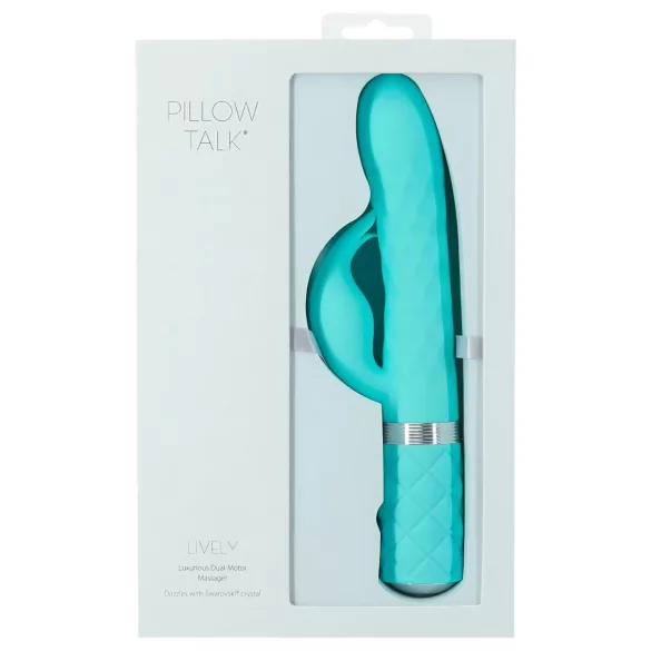 Pillow Talk Lively - vibratore turquoise, ricaricabile con stimolatore clitorideo