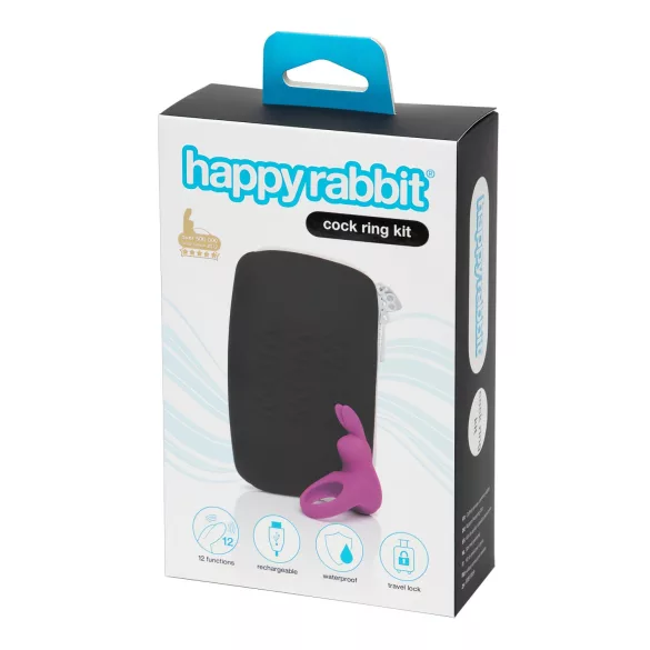 Happyrabbit - anello fallico vibrante con custodia - silicone viola