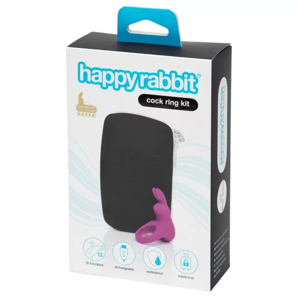 Happyrabbit - anello fallico vibrante con custodia - silicone viola