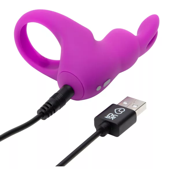 Happyrabbit - anello fallico vibrante con custodia - silicone viola