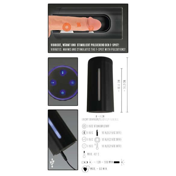 Rebel Blow Job - masturbatore uomo ricaricabile 3 funzioni - nero