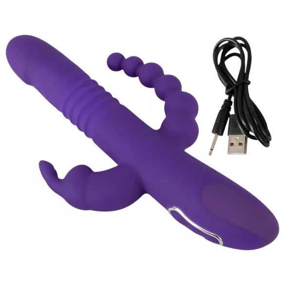 SMILE Triple - vibratore triplo con rotazione e spinta - ricaricabile - viola