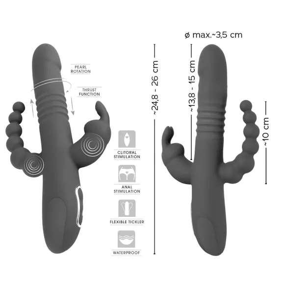 SMILE Triple - vibratore triplo con rotazione e spinta - ricaricabile - viola
