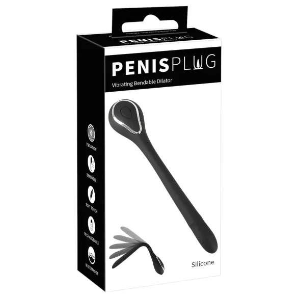 Penis Plug - dilatatore uretrale vibrante ricaricabile 1cm nero
