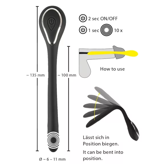 Penis Plug - dilatatore uretrale vibrante ricaricabile 1cm nero