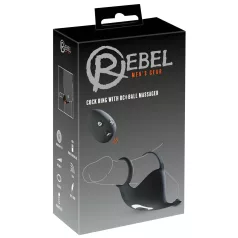   Rebel - anello fallico vibrante con stimolatore testicoli - silicone nero