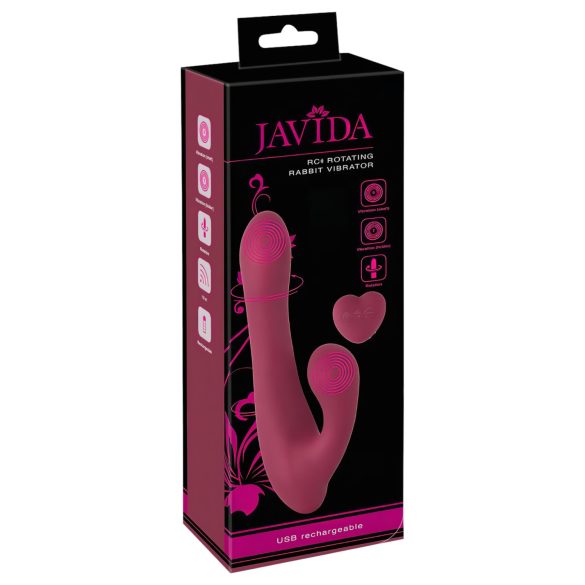 Javida - Vibratore rotante rosso con telecomando e braccio clitorideo
