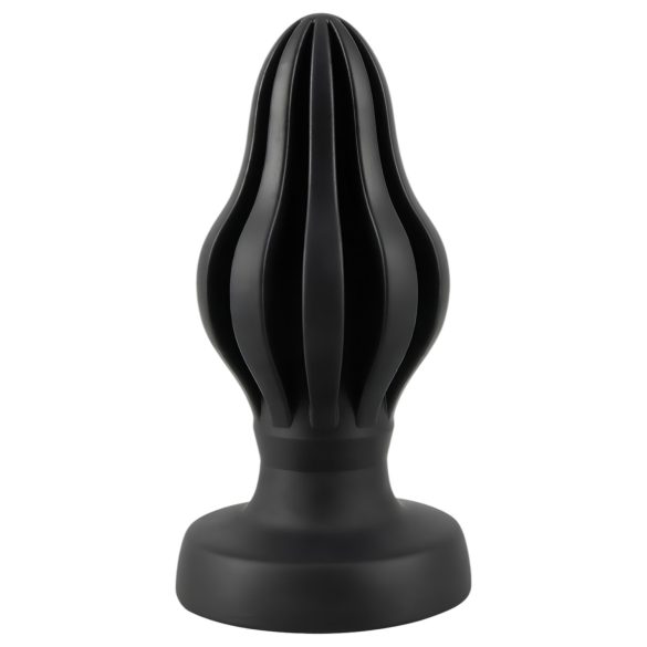 ANOS - plug anale piccolo a coste - morbido silicone nero 7cm