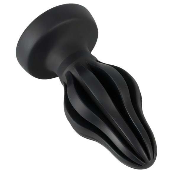 ANOS - plug anale piccolo a coste - morbido silicone nero 7cm