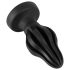 ANOS - plug anale morbido rigato - 7cm (nero)
