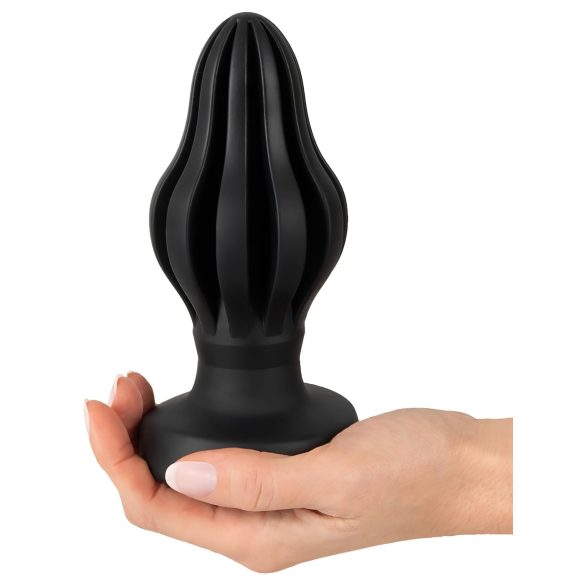 ANOS - plug anale piccolo a coste - morbido silicone nero 7cm