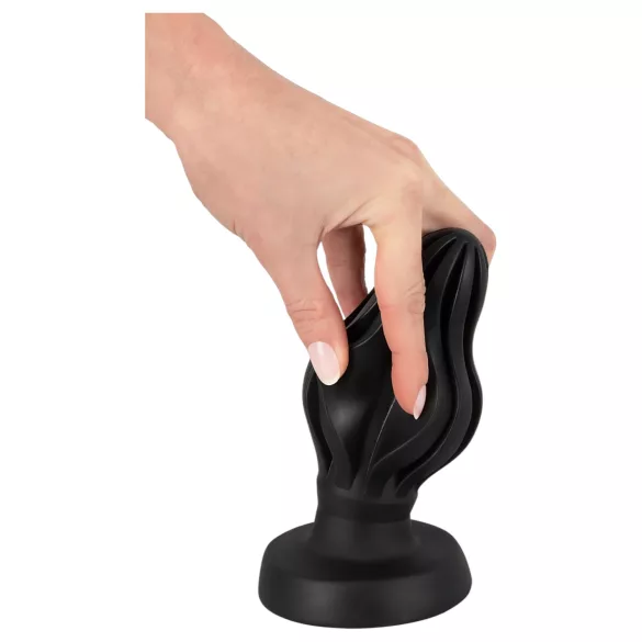 ANOS - tappo anale morbido rigato - 7 cm (nero)