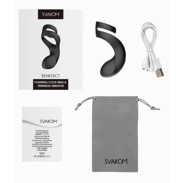 Svakom Benedict - anello fallico vibrante stimolatore perineo - silicone nero