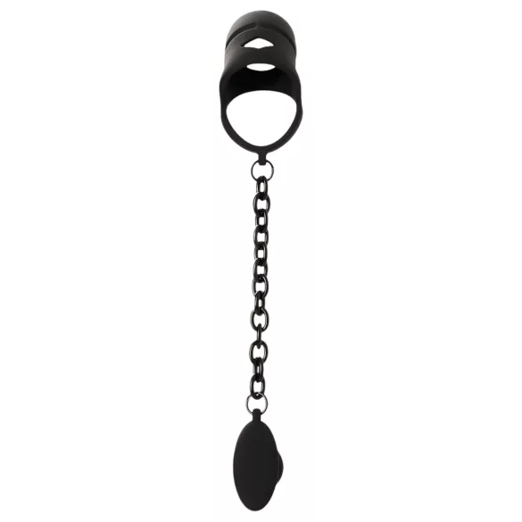 Black Velvets - gabbia pene in silicone con plug anale - nero