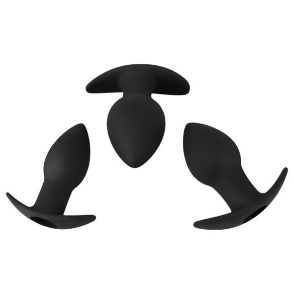 Black Velvets - set di vibratori anali ricaricabili - 3 pezzi - nero