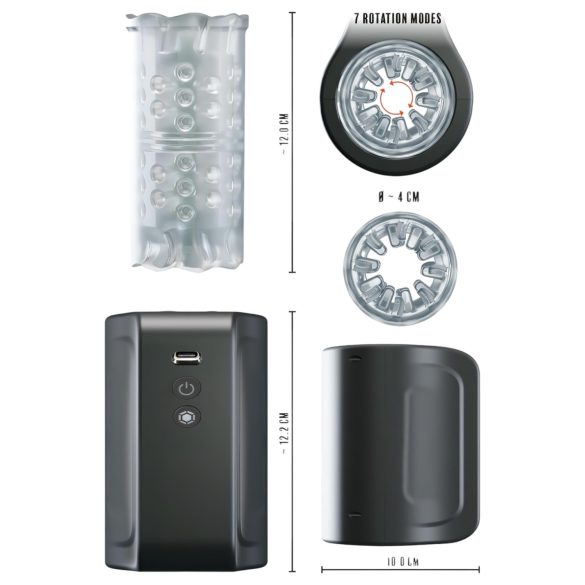 Rebel - masturbatore rotante impermeabile - nero