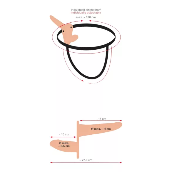 You2Toys - Strap-on doppio vibratore - color carne