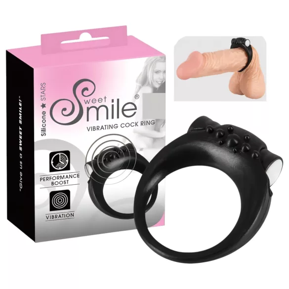 SMILE Stayer - anello fallico vibrante - nero