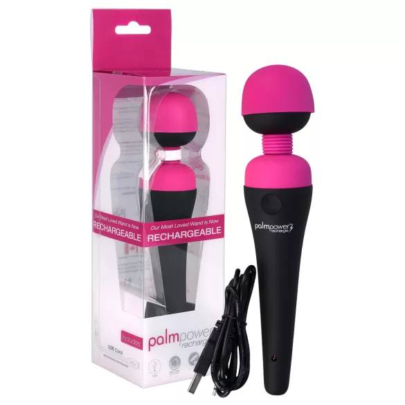 PalmPower Wand - massaggiatore vibrante ricaricabile - silicone rosa/nero