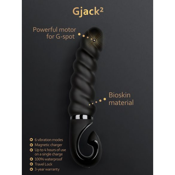 Gvibe G-jack 2 - vibratore nero in silicone impermeabile con batteria ricaricabile