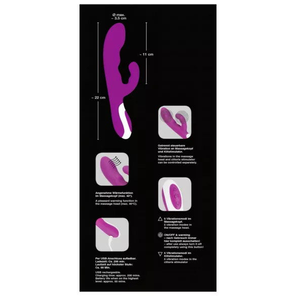 Javida - vibratore stimolatore clitoride riscaldante - silicone rosa