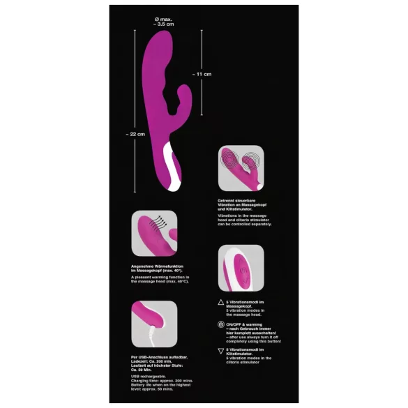 Javida - vibratore stimolatore clitoride riscaldante - silicone rosa