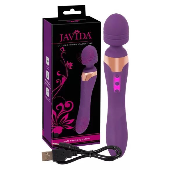 Javida Double - vibratore massaggiatore doppio - silicone viola